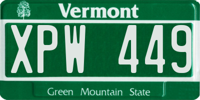VT license plate XPW449