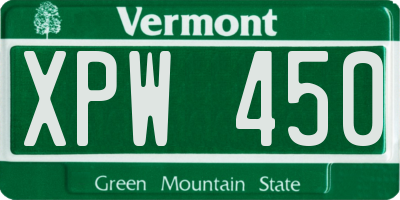 VT license plate XPW450