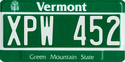 VT license plate XPW452