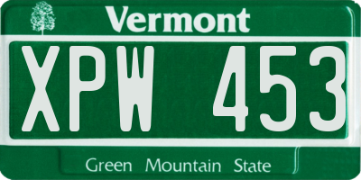 VT license plate XPW453