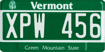VT license plate XPW456