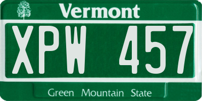 VT license plate XPW457