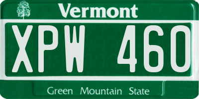 VT license plate XPW460
