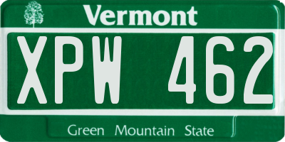 VT license plate XPW462
