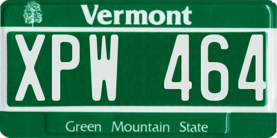 VT license plate XPW464