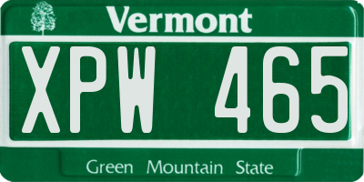 VT license plate XPW465