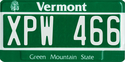 VT license plate XPW466