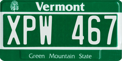 VT license plate XPW467