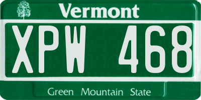 VT license plate XPW468