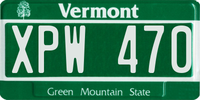 VT license plate XPW470