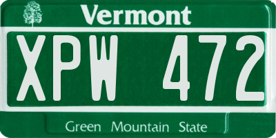VT license plate XPW472