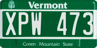 VT license plate XPW473