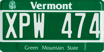 VT license plate XPW474