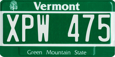 VT license plate XPW475