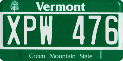 VT license plate XPW476