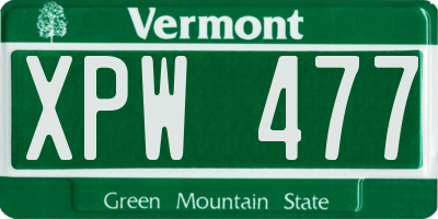 VT license plate XPW477