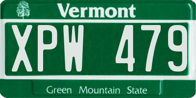 VT license plate XPW479