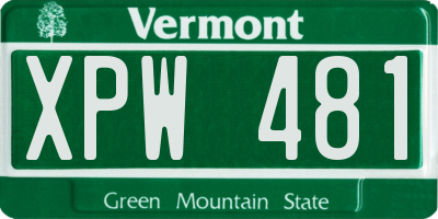 VT license plate XPW481