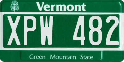 VT license plate XPW482