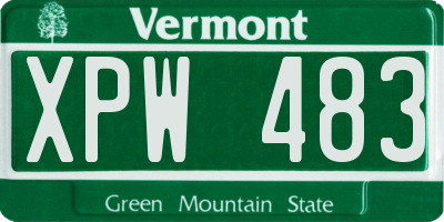 VT license plate XPW483