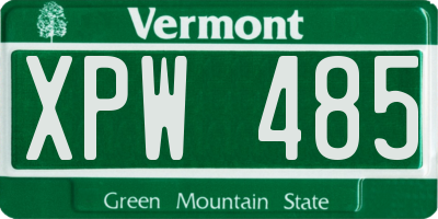 VT license plate XPW485