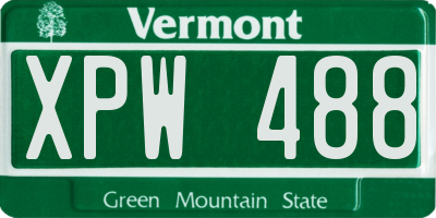 VT license plate XPW488