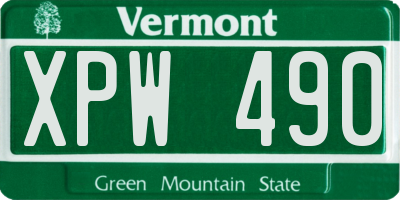 VT license plate XPW490