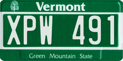VT license plate XPW491