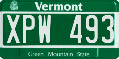 VT license plate XPW493