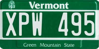 VT license plate XPW495