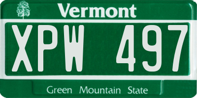 VT license plate XPW497