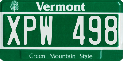VT license plate XPW498