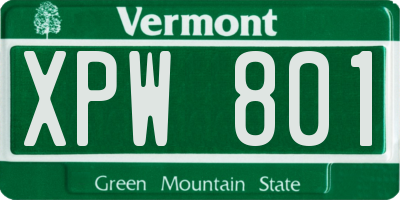 VT license plate XPW801