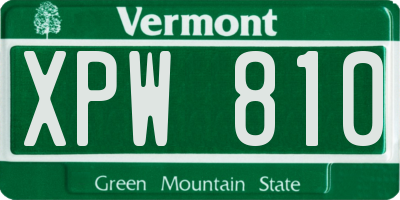 VT license plate XPW810