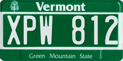VT license plate XPW812