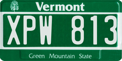 VT license plate XPW813