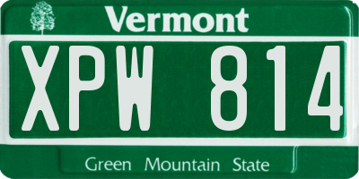 VT license plate XPW814