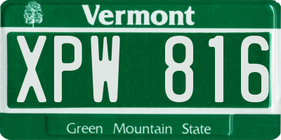 VT license plate XPW816