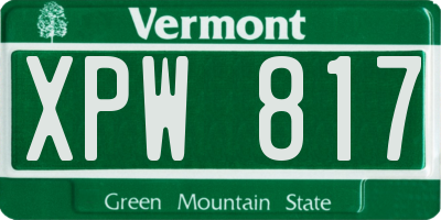 VT license plate XPW817