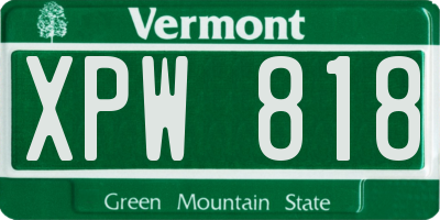 VT license plate XPW818