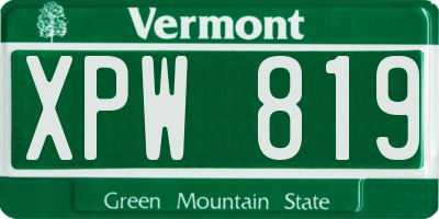 VT license plate XPW819
