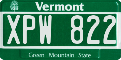 VT license plate XPW822