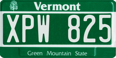VT license plate XPW825