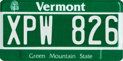 VT license plate XPW826
