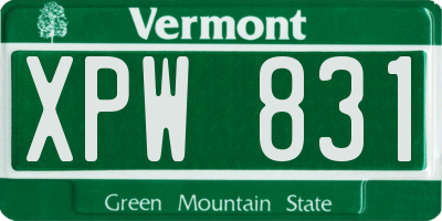 VT license plate XPW831