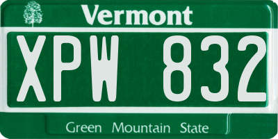 VT license plate XPW832