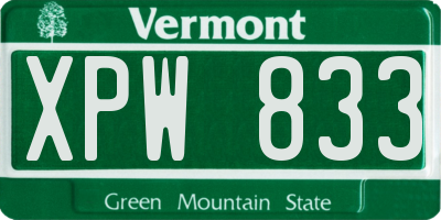 VT license plate XPW833