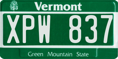 VT license plate XPW837