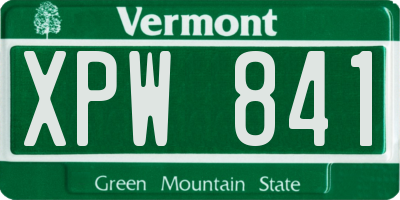 VT license plate XPW841