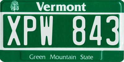 VT license plate XPW843